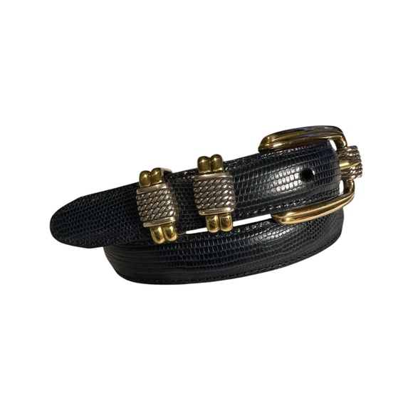 Genuine Brighton Lizard Pattern Blue Leather Belt Size XS/26 Women\'s main image 7